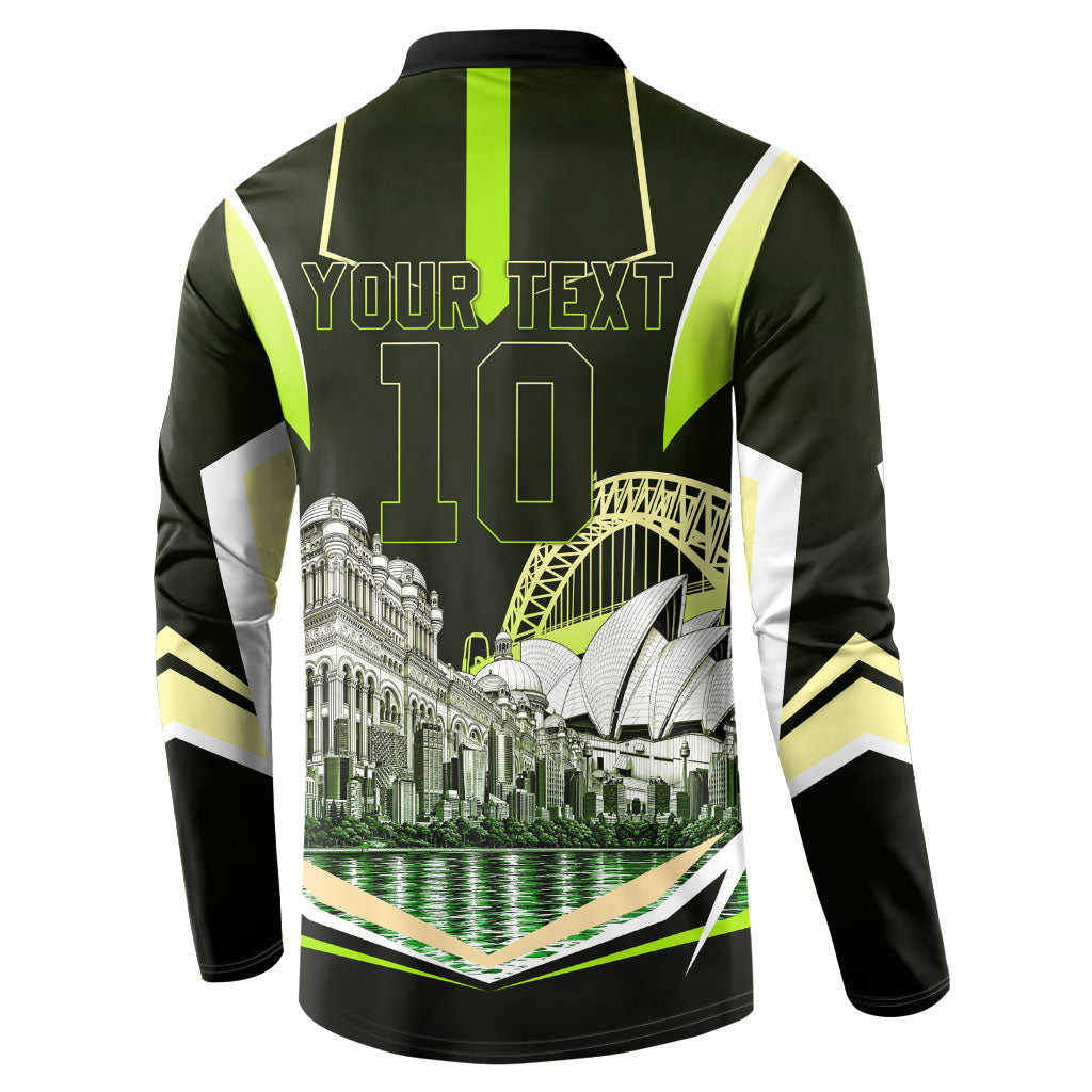 Personalised Sydney Thunder Cricket Mascot Skyline Button Sweatshirt Retro Comic Style Fan Art Graphic