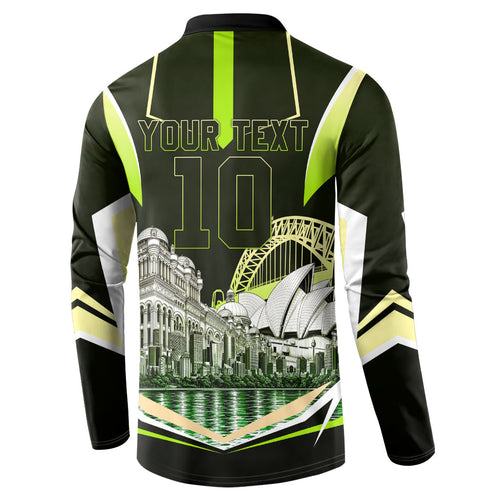 Personalised Sydney Thunder Cricket Mascot Skyline Button Sweatshirt Retro Comic Style Fan Art Graphic