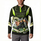 Personalised Sydney Thunder Cricket Mascot Skyline Button Sweatshirt Retro Comic Style Fan Art Graphic