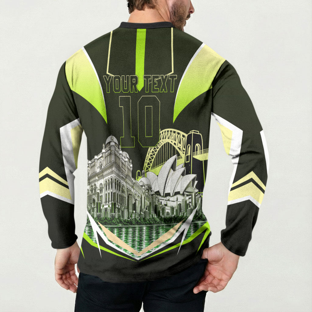 Personalised Sydney Thunder Cricket Mascot Skyline Button Sweatshirt Retro Comic Style Fan Art Graphic