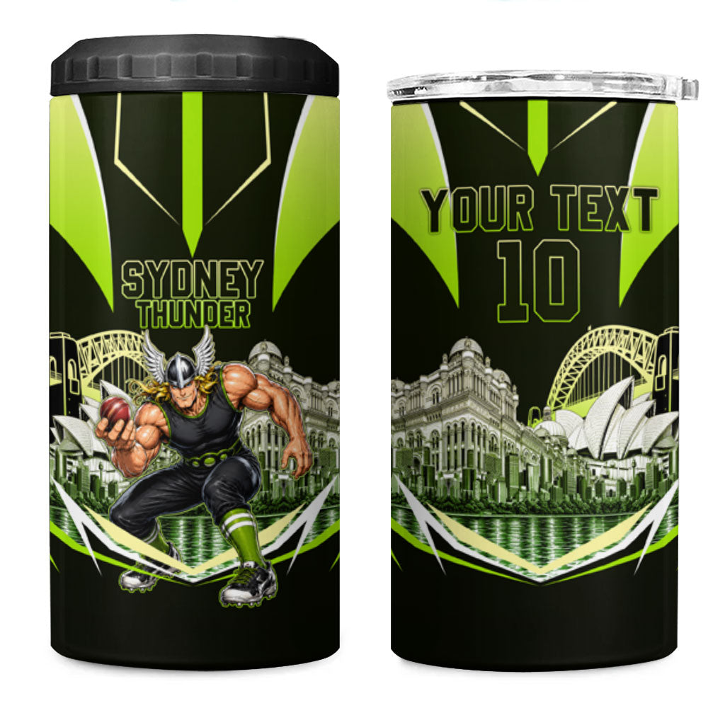 Personalised Sydney Thunder Cricket Mascot Skyline 4 in 1 Can Cooler Tumbler Retro Comic Style Fan Art Graphic