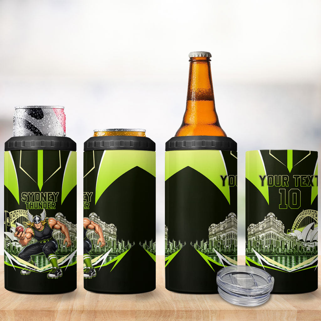 Personalised Sydney Thunder Cricket Mascot Skyline 4 in 1 Can Cooler Tumbler Retro Comic Style Fan Art Graphic