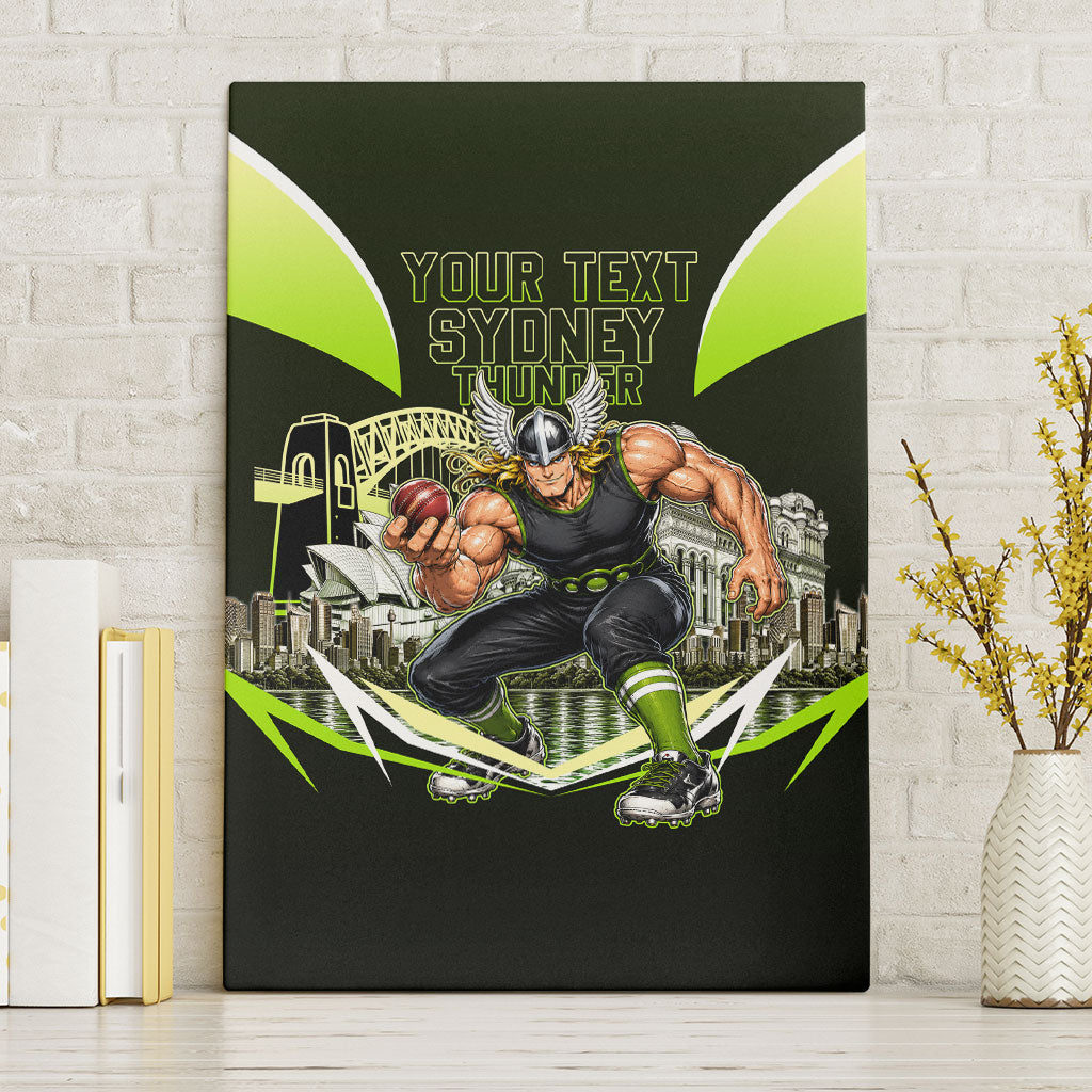 Personalised Sydney Thunder Cricket Mascot Skyline Canvas Wall Art Retro Comic Style Fan Art Graphic