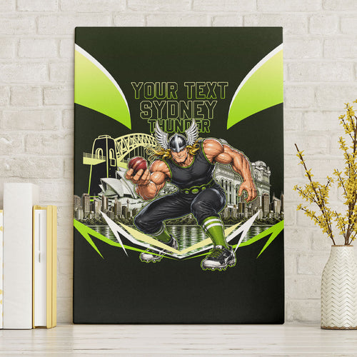 Personalised Sydney Thunder Cricket Mascot Skyline Canvas Wall Art Retro Comic Style Fan Art Graphic