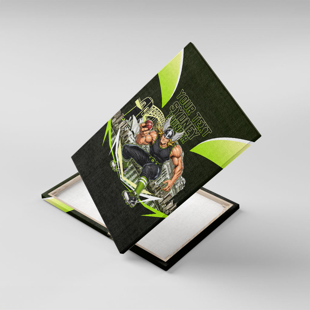 Personalised Sydney Thunder Cricket Mascot Skyline Canvas Wall Art Retro Comic Style Fan Art Graphic