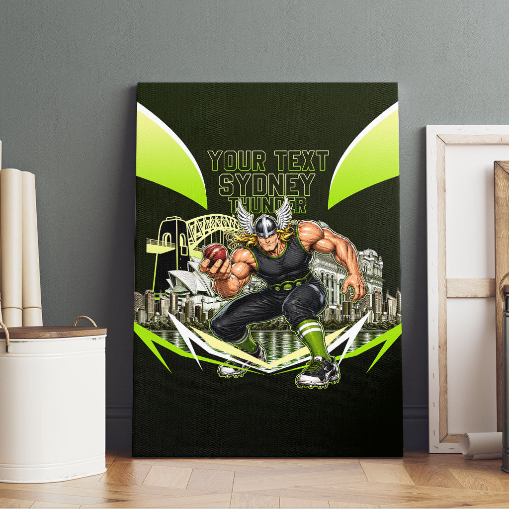 Personalised Sydney Thunder Cricket Mascot Skyline Canvas Wall Art Retro Comic Style Fan Art Graphic
