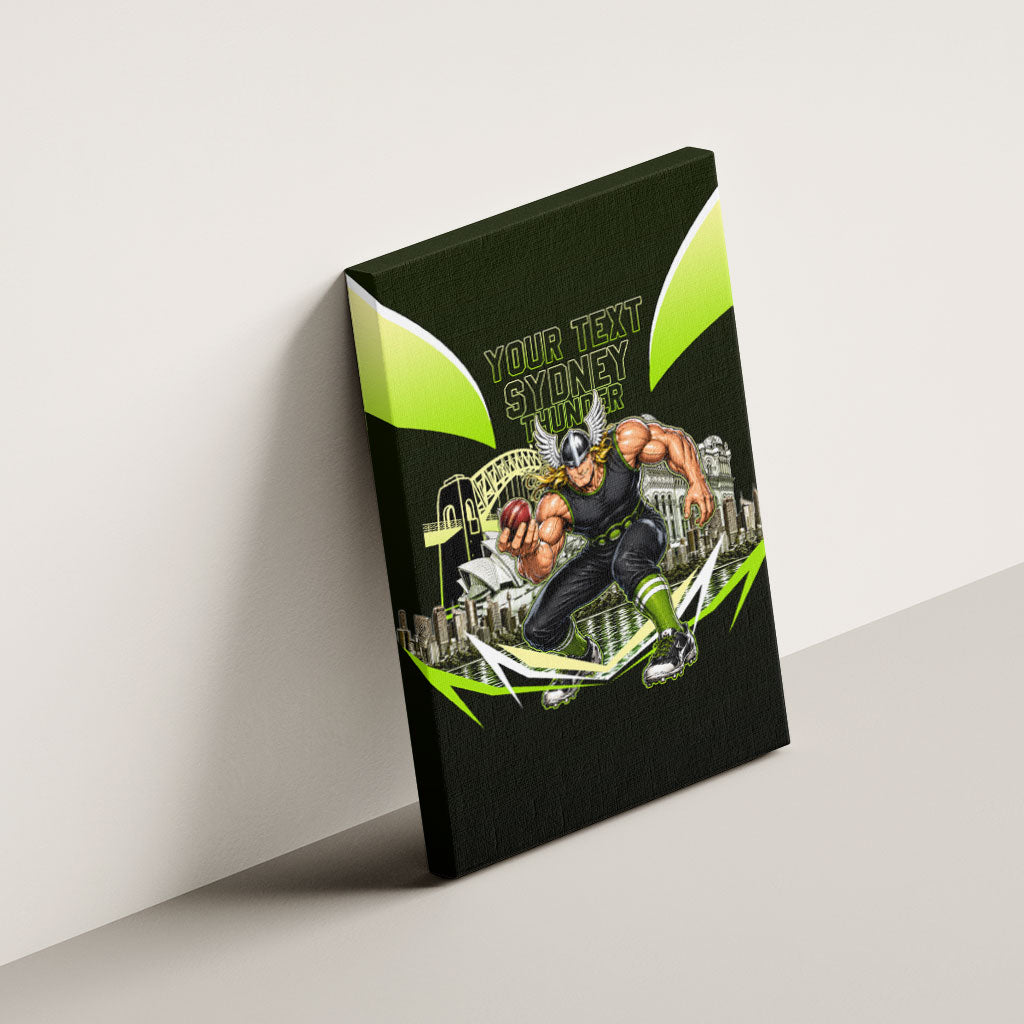 Personalised Sydney Thunder Cricket Mascot Skyline Canvas Wall Art Retro Comic Style Fan Art Graphic