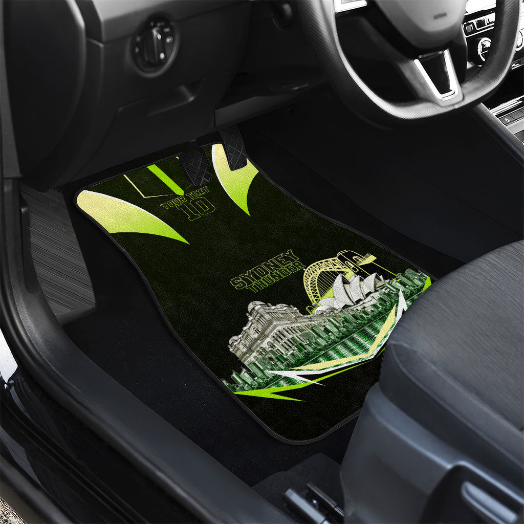 Personalised Sydney Thunder Cricket Mascot Skyline Car Mats Retro Comic Style Fan Art Graphic