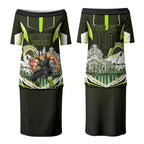 Personalised Sydney Thunder Cricket Mascot Skyline Couples Matching Puletasi and Hawaiian Shirt Retro Comic Style Fan Art Graphic