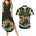 Personalised Sydney Thunder Cricket Mascot Skyline Couples Matching Summer Maxi Dress and Hawaiian Shirt Retro Comic Style Fan Art Graphic