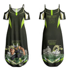 Personalised Sydney Thunder Cricket Mascot Skyline Couples Matching Summer Maxi Dress and Long Sleeve Button Shirt Retro Comic Style Fan Art Graphic