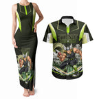 Personalised Sydney Thunder Cricket Mascot Skyline Couples Matching Tank Maxi Dress and Hawaiian Shirt Retro Comic Style Fan Art Graphic