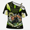 Personalised Sydney Thunder Cricket Mascot Skyline Cross Shoulder Shirt Retro Comic Style Fan Art Graphic