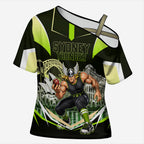 Personalised Sydney Thunder Cricket Mascot Skyline Cross Shoulder Shirt Retro Comic Style Fan Art Graphic