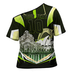 Personalised Sydney Thunder Cricket Mascot Skyline Cross Shoulder Shirt Retro Comic Style Fan Art Graphic
