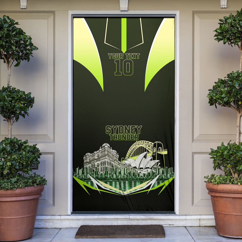 Personalised Sydney Thunder Cricket Mascot Skyline Door Cover Retro Comic Style Fan Art Graphic