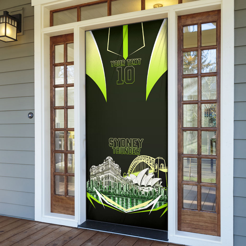 Personalised Sydney Thunder Cricket Mascot Skyline Door Cover Retro Comic Style Fan Art Graphic
