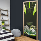 Personalised Sydney Thunder Cricket Mascot Skyline Door Cover Retro Comic Style Fan Art Graphic