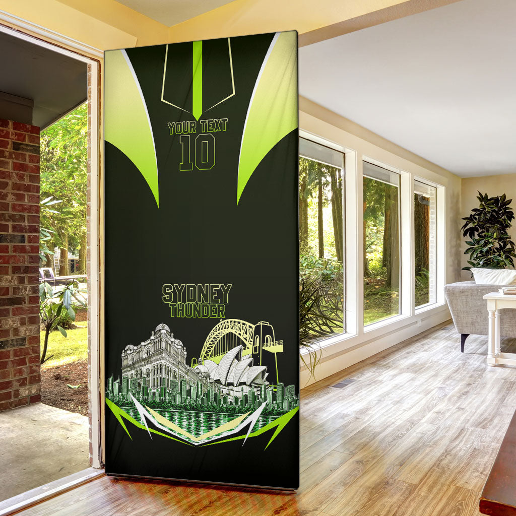 Personalised Sydney Thunder Cricket Mascot Skyline Door Cover Retro Comic Style Fan Art Graphic