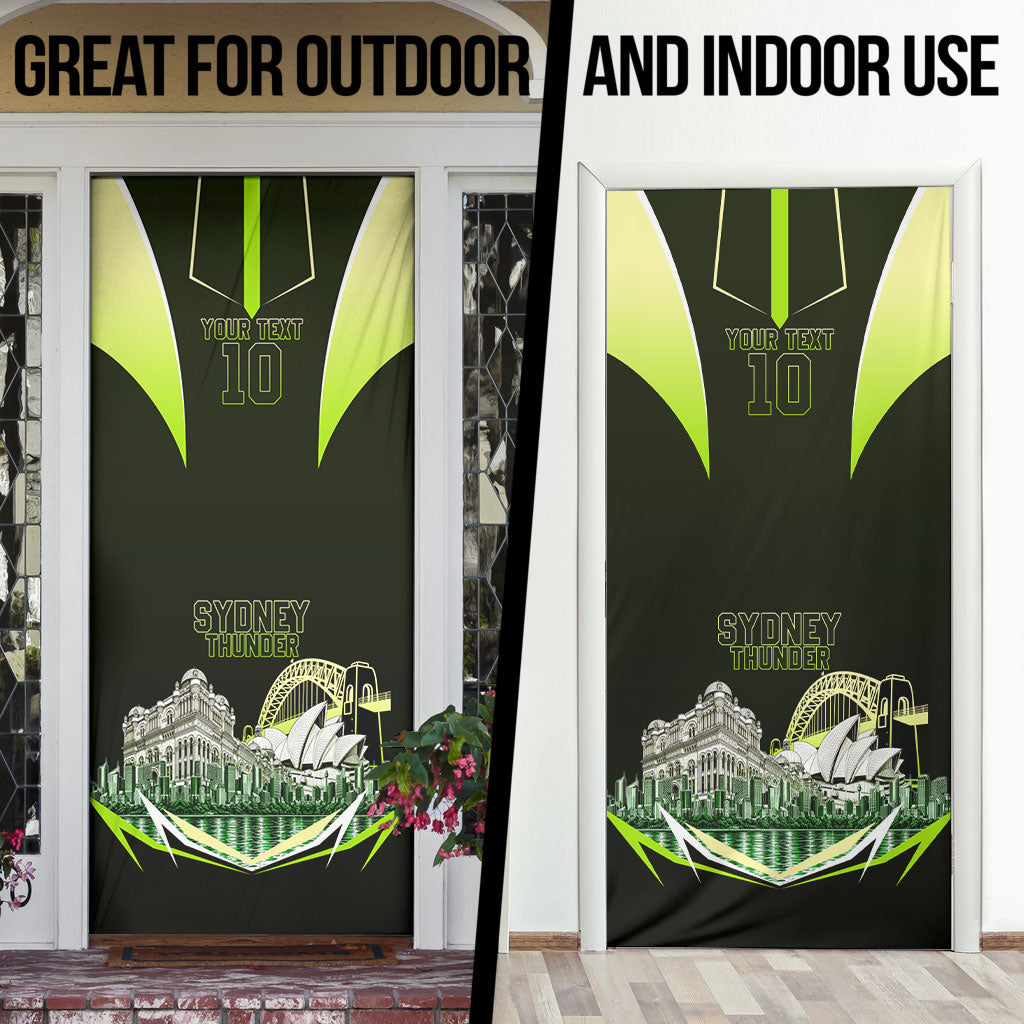 Personalised Sydney Thunder Cricket Mascot Skyline Door Cover Retro Comic Style Fan Art Graphic