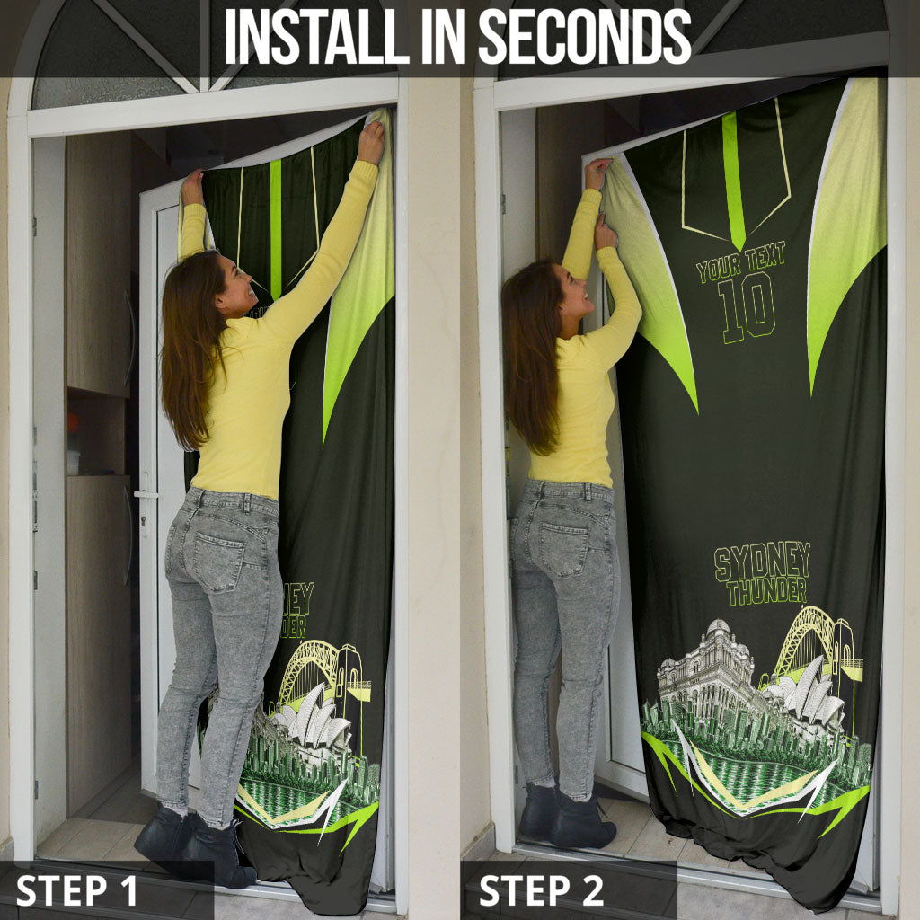 Personalised Sydney Thunder Cricket Mascot Skyline Door Cover Retro Comic Style Fan Art Graphic