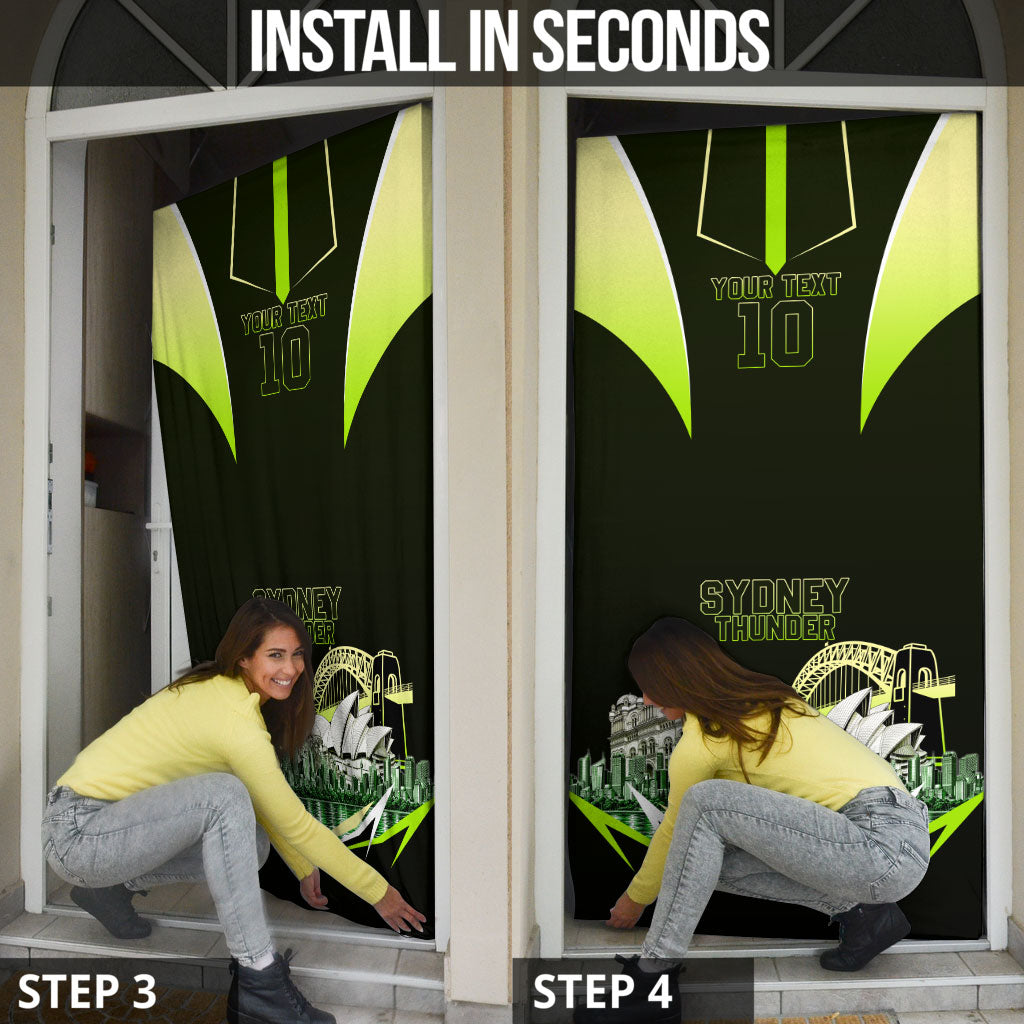 Personalised Sydney Thunder Cricket Mascot Skyline Door Cover Retro Comic Style Fan Art Graphic