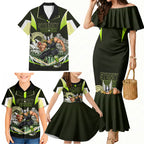 Personalised Sydney Thunder Cricket Mascot Skyline Family Matching Mermaid Dress and Hawaiian Shirt Retro Comic Style Fan Art Graphic