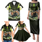 Personalised Sydney Thunder Cricket Mascot Skyline Family Matching Puletasi and Hawaiian Shirt Retro Comic Style Fan Art Graphic