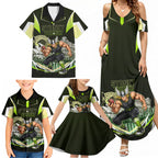 Personalised Sydney Thunder Cricket Mascot Skyline Family Matching Summer Maxi Dress and Hawaiian Shirt Retro Comic Style Fan Art Graphic