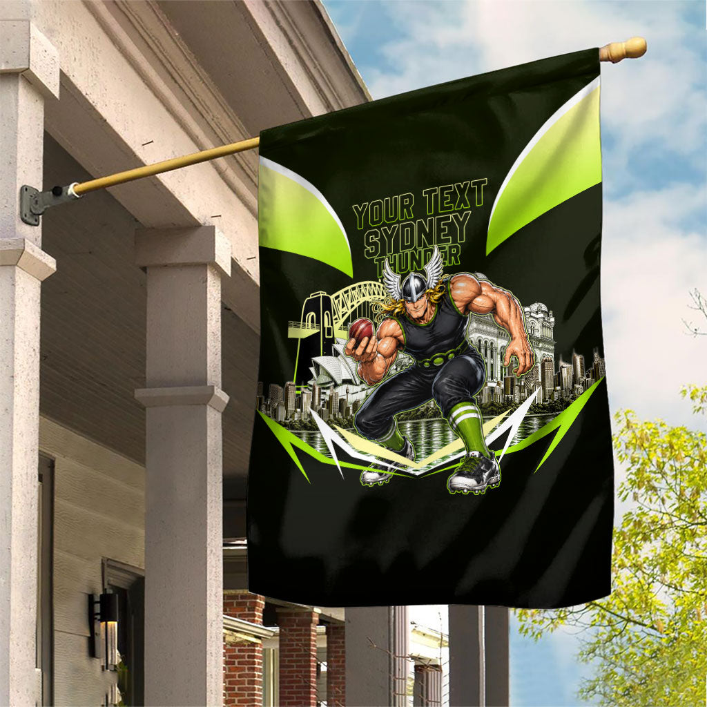 Personalised Sydney Thunder Cricket Mascot Skyline Garden Flag Retro Comic Style Fan Art Graphic