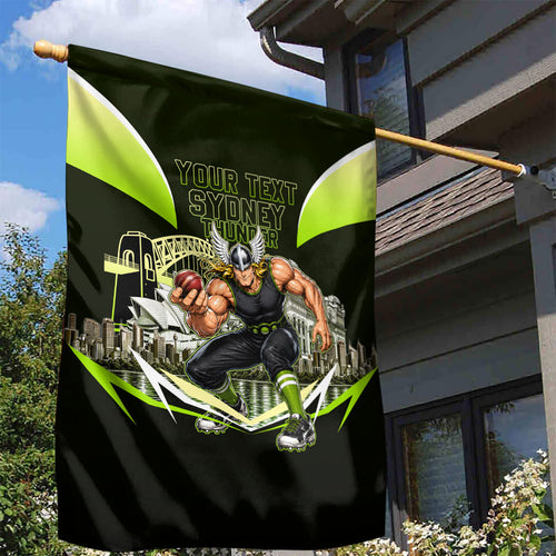 Personalised Sydney Thunder Cricket Mascot Skyline Garden Flag Retro Comic Style Fan Art Graphic