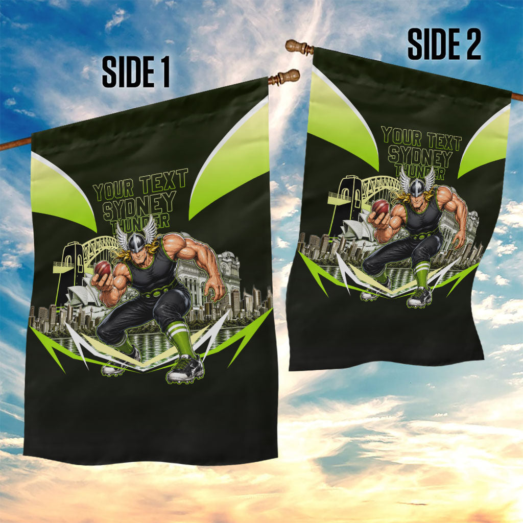 Personalised Sydney Thunder Cricket Mascot Skyline Garden Flag Retro Comic Style Fan Art Graphic