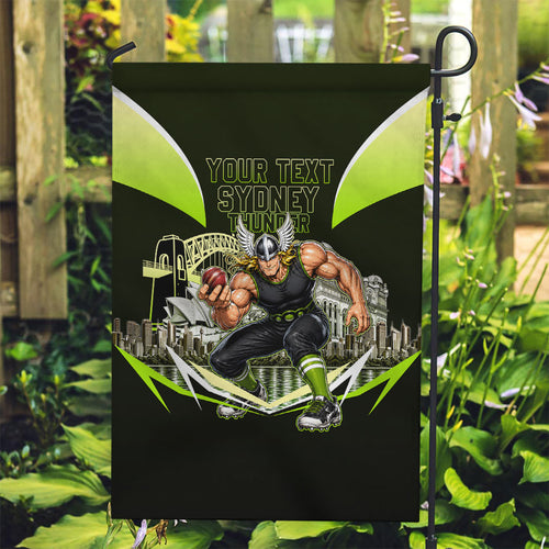 Personalised Sydney Thunder Cricket Mascot Skyline Garden Flag Retro Comic Style Fan Art Graphic