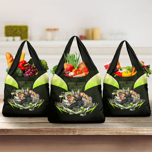 Personalised Sydney Thunder Cricket Mascot Skyline Grocery Bag Retro Comic Style Fan Art Graphic