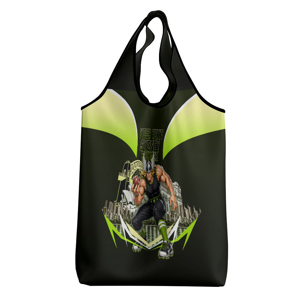 Personalised Sydney Thunder Cricket Mascot Skyline Grocery Bag Retro Comic Style Fan Art Graphic