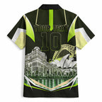 Personalised Sydney Thunder Cricket Mascot Skyline Hawaiian Shirt Retro Comic Style Fan Art Graphic