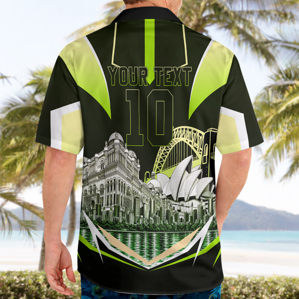 Personalised Sydney Thunder Cricket Mascot Skyline Hawaiian Shirt Retro Comic Style Fan Art Graphic