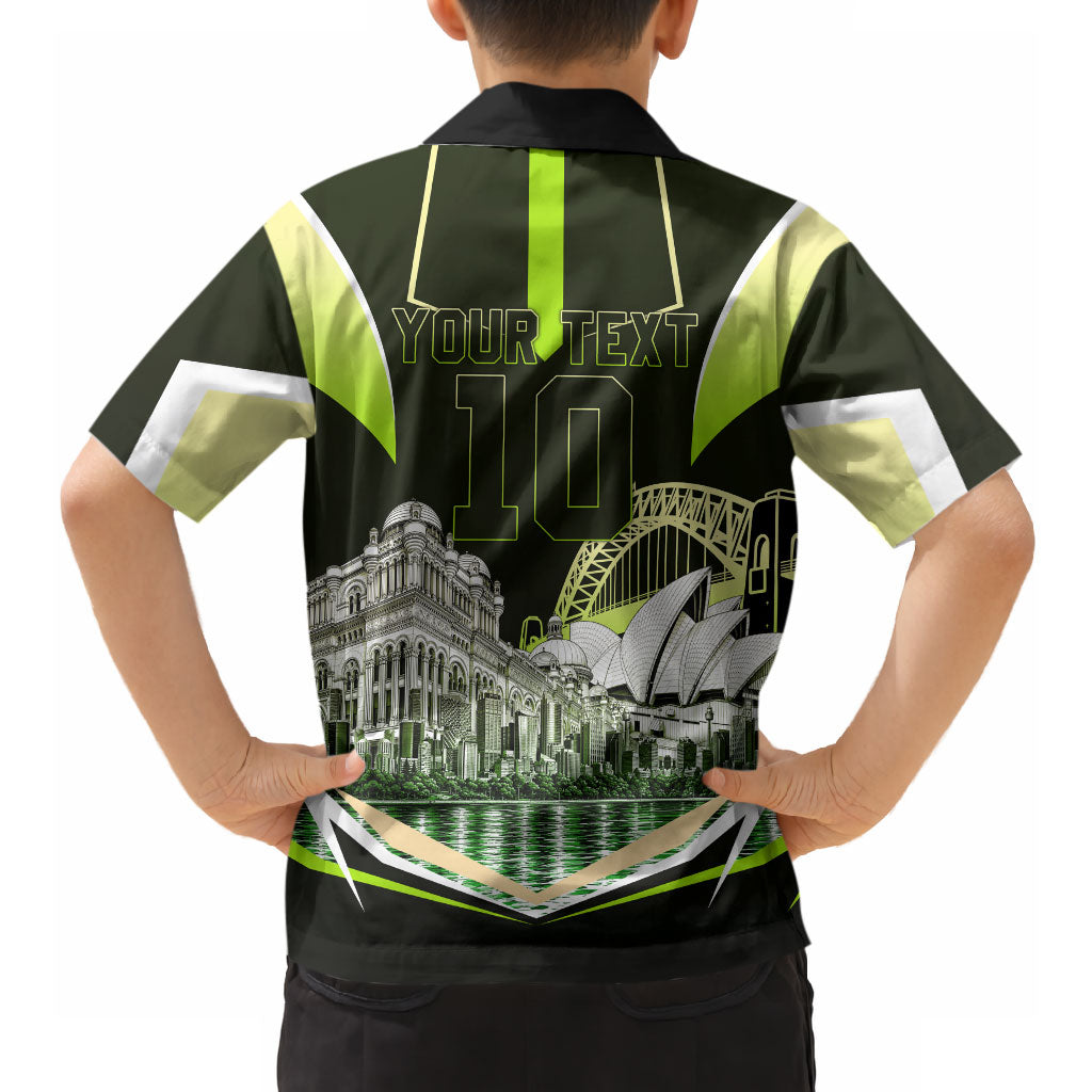 Personalised Sydney Thunder Cricket Mascot Skyline Hawaiian Shirt Retro Comic Style Fan Art Graphic