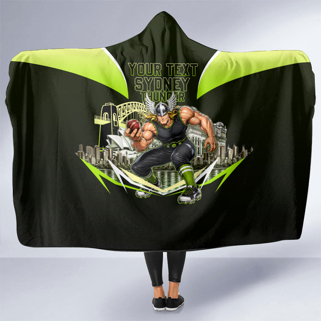 Personalised Sydney Thunder Cricket Mascot Skyline Hooded Blanket Retro Comic Style Fan Art Graphic