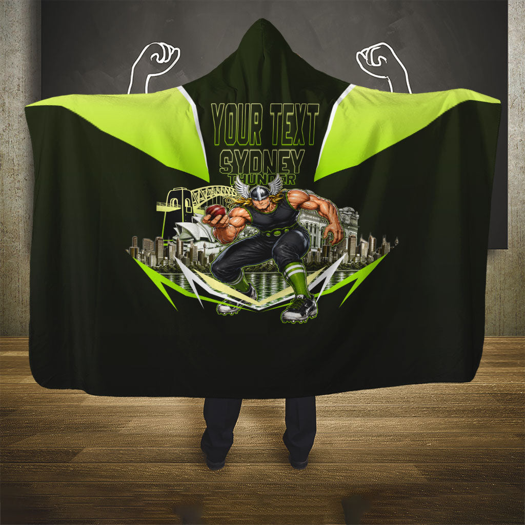 Personalised Sydney Thunder Cricket Mascot Skyline Hooded Blanket Retro Comic Style Fan Art Graphic