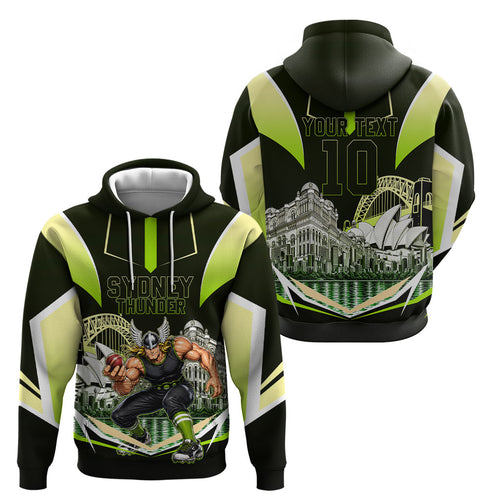 Personalised Sydney Thunder Cricket Mascot Skyline Hoodie Retro Comic Style Fan Art Graphic