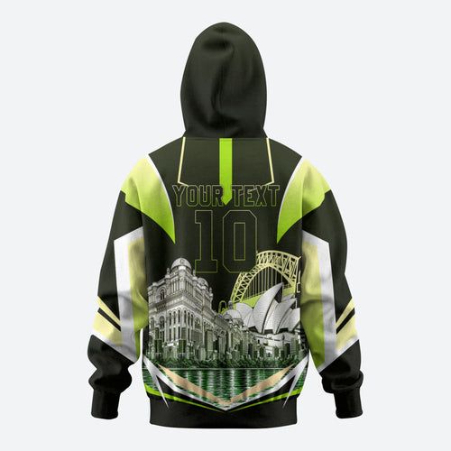 Personalised Sydney Thunder Cricket Mascot Skyline Hoodie Retro Comic Style Fan Art Graphic