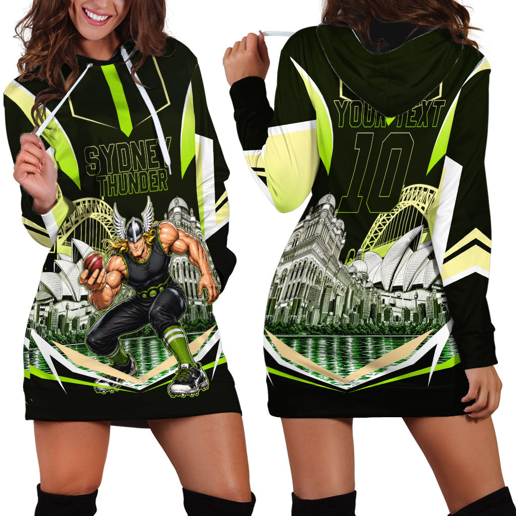 Personalised Sydney Thunder Cricket Mascot Skyline Hoodie Dress Retro Comic Style Fan Art Graphic