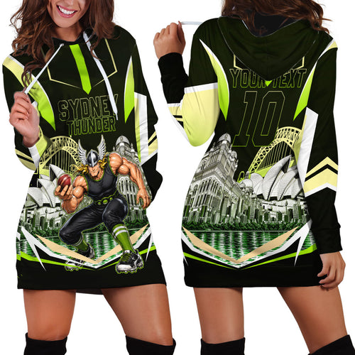 Personalised Sydney Thunder Cricket Mascot Skyline Hoodie Dress Retro Comic Style Fan Art Graphic