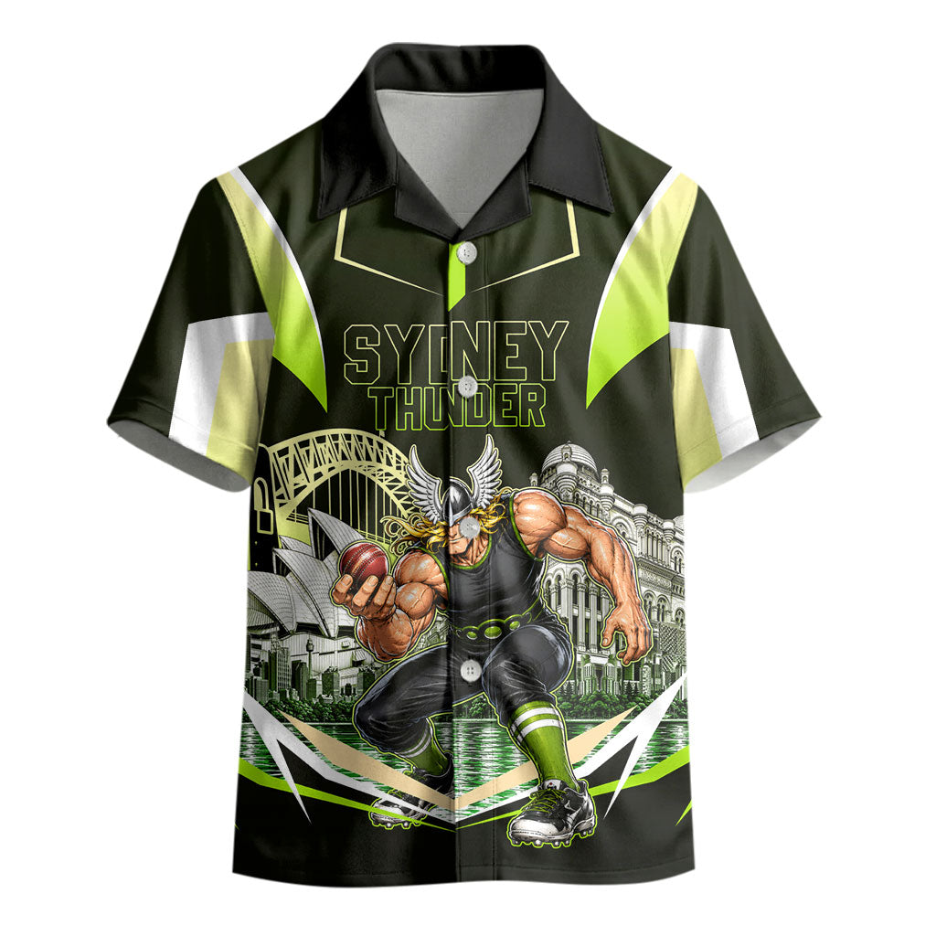 Personalised Sydney Thunder Cricket Mascot Skyline Kid Hawaiian Shirt Retro Comic Style Fan Art Graphic