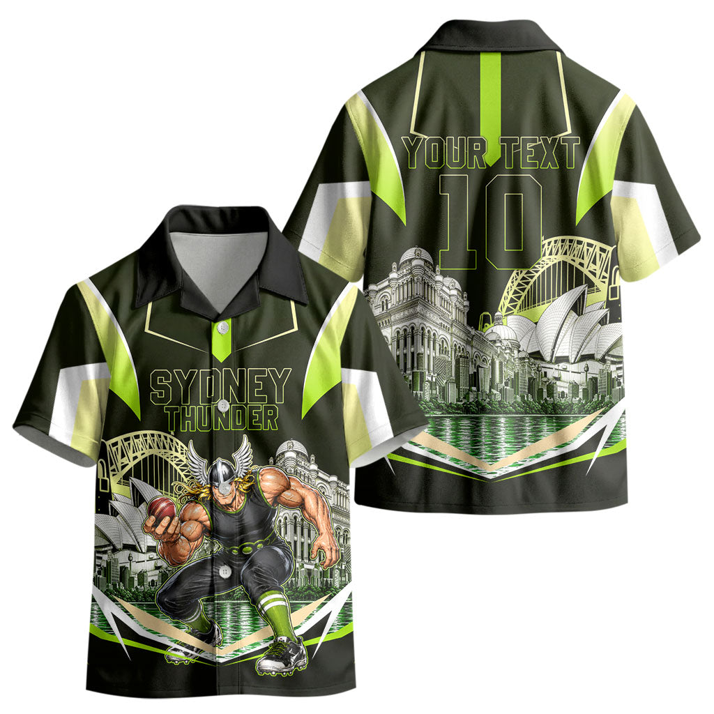 Personalised Sydney Thunder Cricket Mascot Skyline Kid Hawaiian Shirt Retro Comic Style Fan Art Graphic