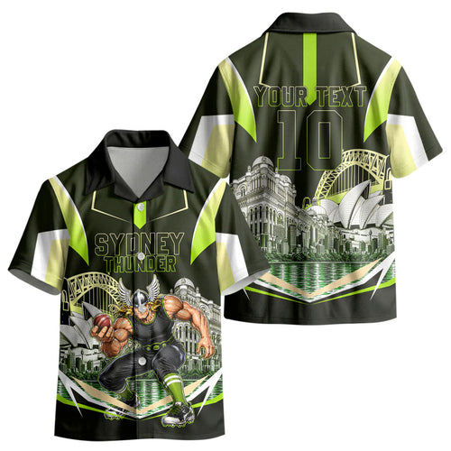 Personalised Sydney Thunder Cricket Mascot Skyline Kid Hawaiian Shirt Retro Comic Style Fan Art Graphic