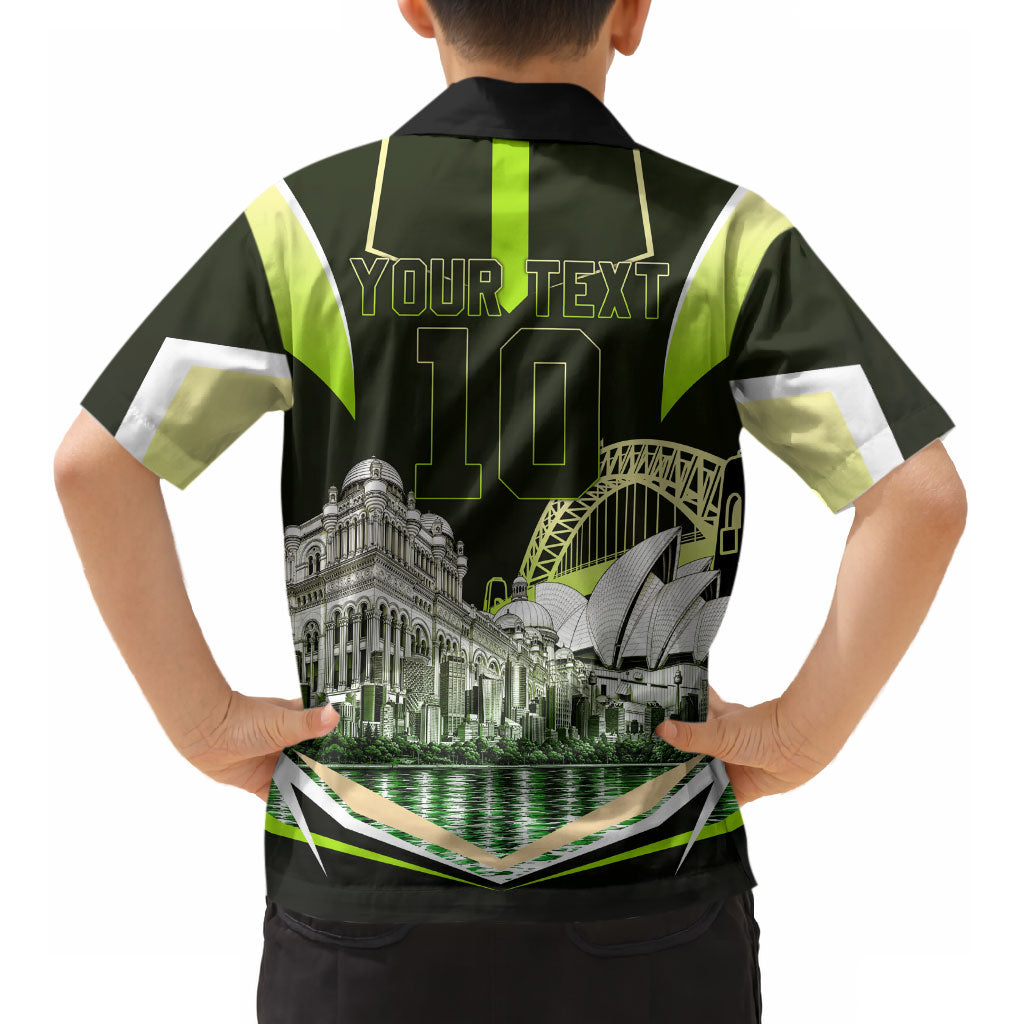 Personalised Sydney Thunder Cricket Mascot Skyline Kid Hawaiian Shirt Retro Comic Style Fan Art Graphic