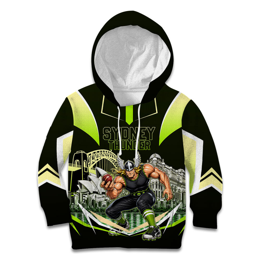 Personalised Sydney Thunder Cricket Mascot Skyline Kid Hoodie Retro Comic Style Fan Art Graphic