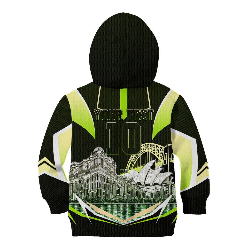 Personalised Sydney Thunder Cricket Mascot Skyline Kid Hoodie Retro Comic Style Fan Art Graphic